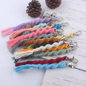 Handgemachte Makramee Schlüsselanhänger Baumwolle Lanyard DIY Zubehör Taschenanhänger