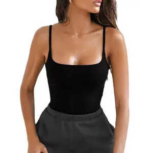 Débardeur court noir en soie de lait coupe ajustée pour femme style décontracté été