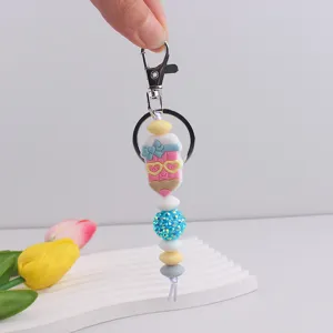 Handgemachter Silikonperlen Schlüsselanhänger mit Stift Anhänger, schöne Taschen-Accessoire.