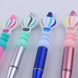 Penne a sfera DIY con perla in silicone mongolfiera, penne di scrittura colorate.