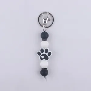 Llavero de huella de silicona cuentas negro blanco colgante bolso accesorio animal