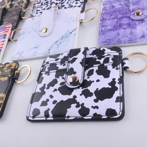 PU leather card holder keychain wallet cute coin purse card case coin pouch id holder