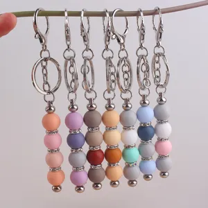 Silikon Perlen Schlüsselanhänger DIY Taschenanhänger Handgemachte Bunte Mode Zubehör