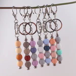 Handgemachte Silikon Perlen Schlüsselanhänger bunte DIY Tasche Anhänger Metallverschluss
