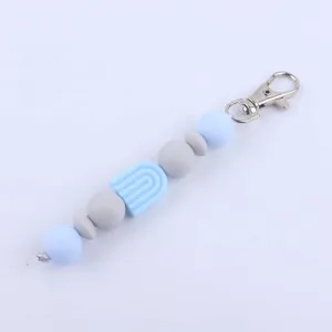 Silicone beaded keychain DIY cute rainbow arch silicone beads metal clasp fashion accessory
