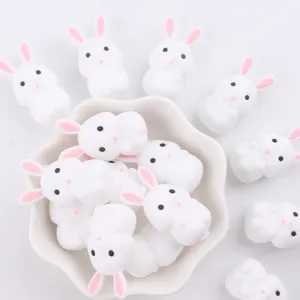 Süße weiße Hase Silikon Zahnungsperlen für Schnullerette Kette DIY Handwerk Zubehör