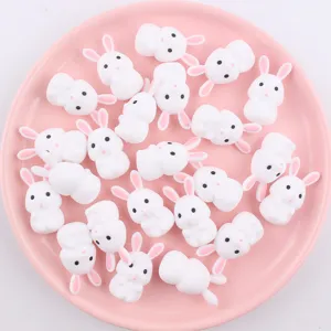 Süße weiße Cartoon-Kaninchen Silikon-Beißperlen für DIY Baby Schnullerclip Zubehör.