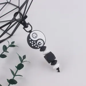 Hemels siliconen kralen sleutelhanger zon maan yin yang bedel tas hanger accessoire