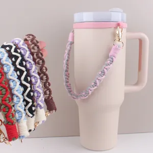 Handgemachte Makramee Trinkbecher Kordel für 40oz Flaschen, geflochtener Tragegriff.