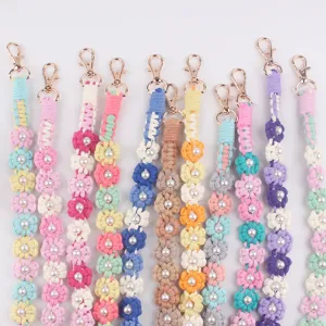 Handmade daisy pearl cup strap braided lanyard colorful phone charm bag strap cute accessories