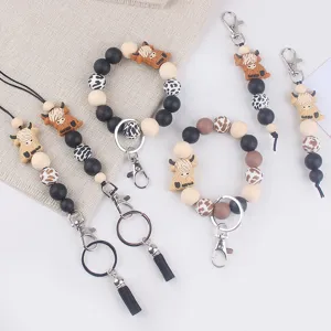 Cartoon Hochlandrind Silikonperlen Armband Schlüsselanhänger DIY süße Tier Tasche Anhänger