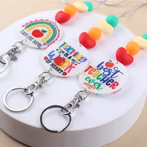 Llavero cuentas silicona tema profesor colgante acrílico colorido elegante regalo accesorio