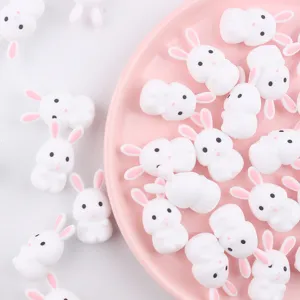Süße 3D weiße Hasen Silikon Beißringe perfekt für DIY Baby Schnuller Clips und Zubehör.