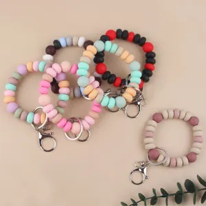 Colorful silicone beaded keychain bracelet stylish wristlet ring fashion accessories for daily use