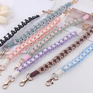 Handmade woven cup strap with cute flower pattern, multi-color lanyard for Stanley cup.