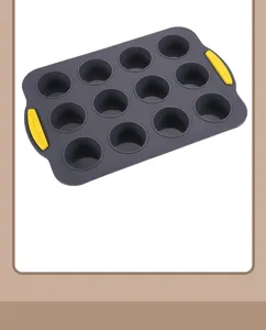 Moulin a muffin en silicone a 12 cavites anti-adhesif moule a gateau rond pour four