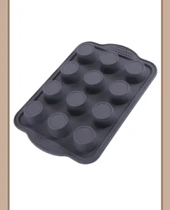 moule a gateaux 12 cavites silicone muffin antiadhesif plaque pain four gris fonce cuisine