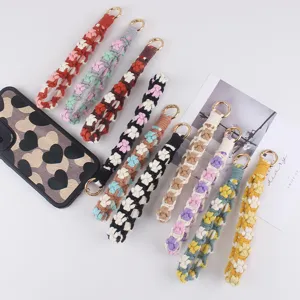 Handmade Woven Cotton Rope Paw Print Keychain Floral Lanyard Bag Charm Pendant Fashion Key Ring For Women Men Jewelry