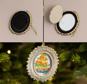 Champagnerharz ovale Fotorahmen Weihnachtsbaum Hängeanhänger DIY Festtagsdekor Detailansicht