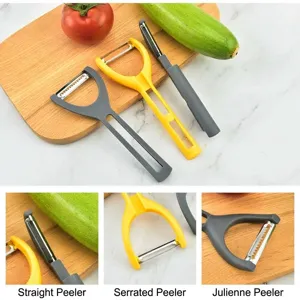 Set di pelapatate 3 in 1 versatile per sbucciare e affettare a julienne in grigio e giallo