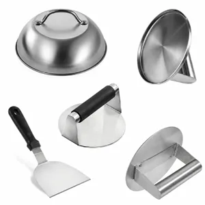set de presse a burger et spatule de gril en acier inoxydable 304 ustensiles de cuisine robustes