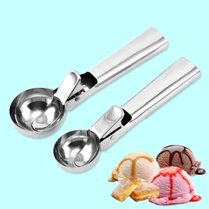 Edelstahl Eislöffel Set mit Federdrücker zum Portionieren von Eiskugeln für Küche