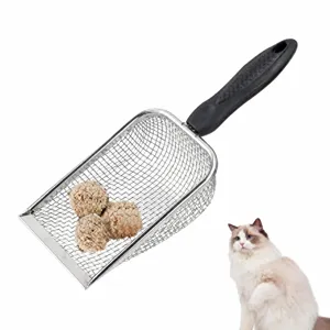Setaccio a maglia fine in acciaio inox con manico ergonomico nero per cucina o animali