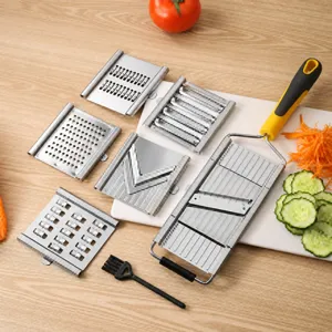 Affettaverdure in acciaio inox con lame intercambiabili e spazzola di pulizia