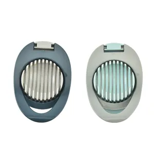 Stainless steel multi-functional egg slicer kitchen tool for hard-boiled eggs display view.