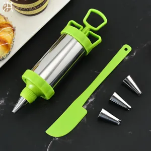 Pistola de Repostería de Acero Inoxidable Juego de Prensa de Galletas Herramienta de Decoración de Horno