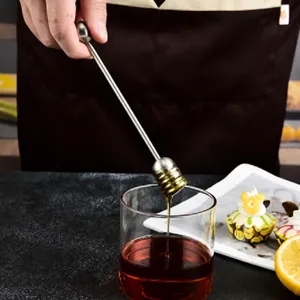Rvs honinglepel lange handgreep honing roerstaaf server voor keuken pot dispenser.