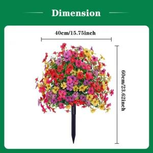 Künstliche Blumen Stecker mehrfarbige Blumen Garten Hof Dekoration Abmessung Details