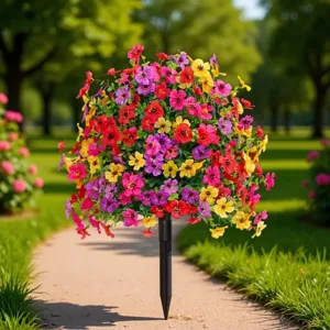 Künstliche Violette Blumen Gartenstecker UV-Beständig Kunststoff Eukalyptus Kugel Pflanze Für Hof Rasen Veranda Terrasse Zuhause Dekor