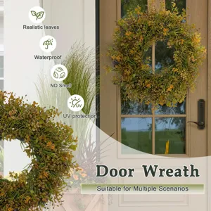 Corona de puerta de eucalipto de otoño planta artificial decoración colgante para el hogar