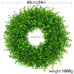 Kunststof buxus krans 60cm groene planten slingers voor huis muur deur hangend