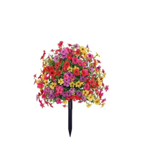 Künstlicher Blumenstecker für Garten und Heimdekoration, lebendiges Blumenkugel-Design.