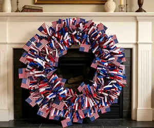 Ghirlanda di bandiera americana patriottica per la festa del Giorno dell'Indipendenza decorazione.