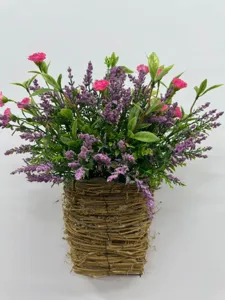 Künstlicher Blumenbehang Frühlings Deko Korb mit Lavendel künstliche Blumen Wanddekoration