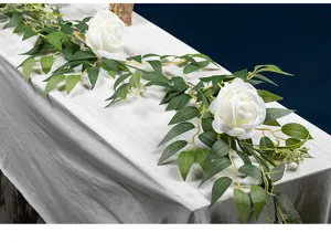 Künstliche Rosenrebe und Olivenblattgirlande für Hochzeitsfeier Tisch Heimdekoration.