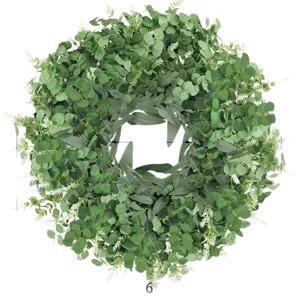 Couronne de feuilles d'eucalyptus artificielle pour porte d'entrée déco maison