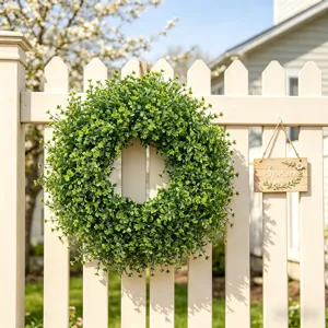 Kunstmatige buxuskrans voor buiten binnen huisdecoratie lente groene plant hangend ornamentdecoratie