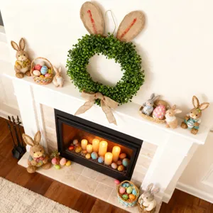 Couronne de lapin de Pâques plante verte artificielle décoration de maison de vacances