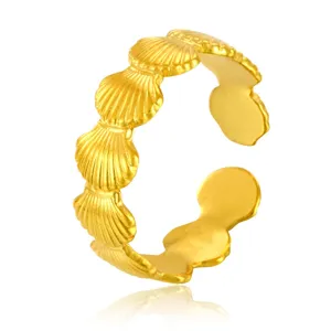 Vintage Edelstahl Muschel Offener Ring Für Damen Herren Ozean Stil Paar Ring Modeschmuck Fingerring Geschenk