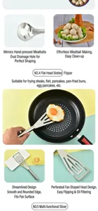 Set di utensili da cucina in acciaio inossidabile, perfetti per friggere e modellare polpette.