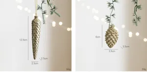 Goldener Tannenzapfen Weihnachtsbaum Hängeornament Set, Harz Deko Anhänger mit Maß.