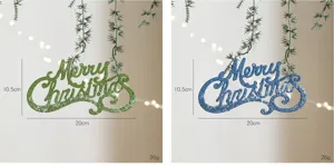 Glitzernde Weihnachts Hängeschilder Merry Christmas Tannenbaum Deko Anhänger Neu