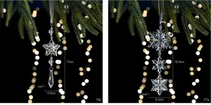 Weihnachtsbaum Kristall Acryl Schneeflocke Stern Hängeornament Set für Festtagsdeko
