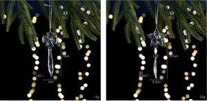 Weihnachten Kristall Hängeornament Set mit Schneestern Anhänger und genauen Maßen.
