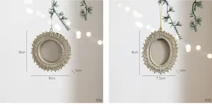 Weihnachten Harz Sonnenblumen Fotorahmen Anhänger für Baumdekor, vintage goldener Hängeornament.