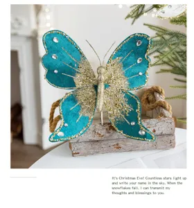 Exquisite Stoff Schmetterling Weihnachtsbaum Dekoration mit Glitzer und Strass fur Fest.